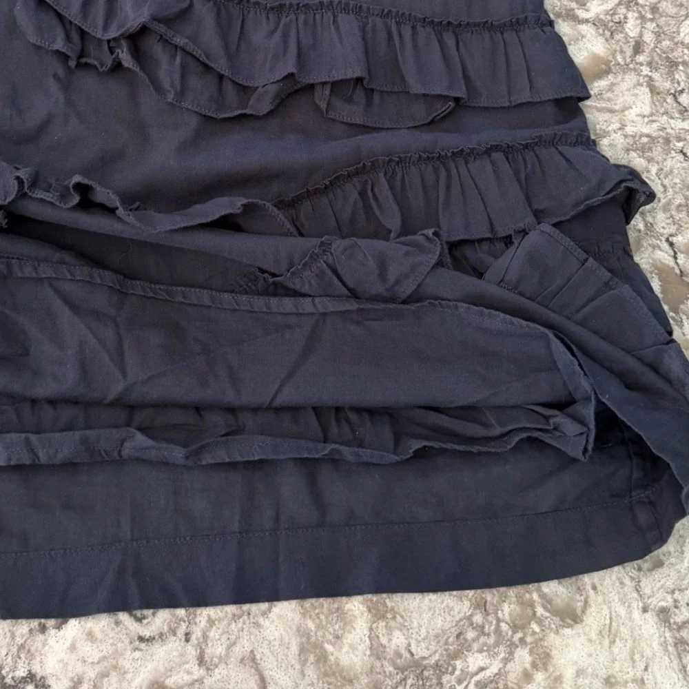 J. Crew Navy Blue Sleeveless Top 100% Cotton Ruffle Front Size XS